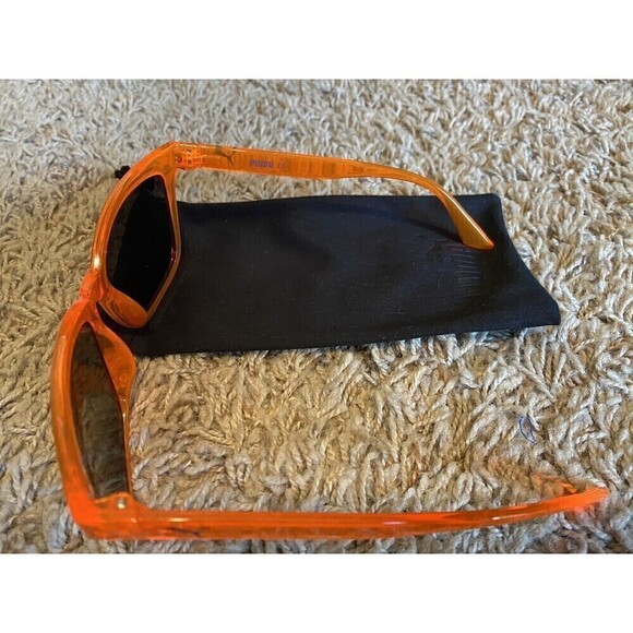 Puma Square Sunglasses Mens PE00475-006 Orange Rims Violet Lenses UV Pro… - Picture 4 of 8
